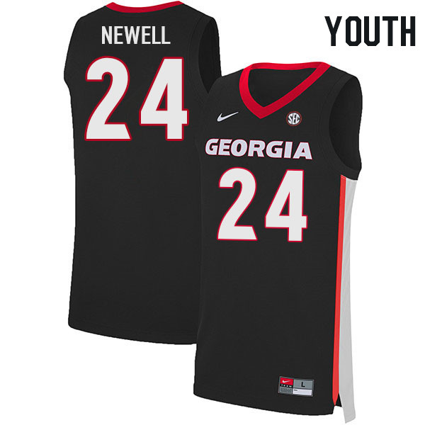 Youth #24 Jaden Newell Georgia Bulldogs College Basketball Jerseys Stitched Sale-Black